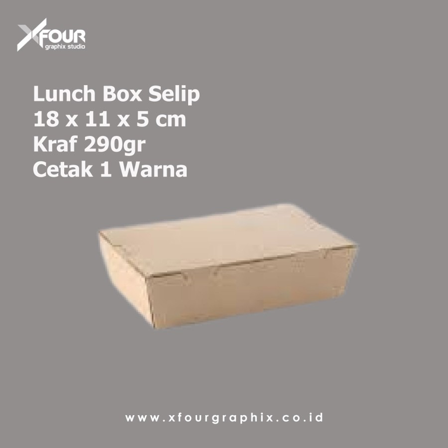 

Lunch box kraf custom cetak satu warna ukuran L sudah laminasi dalam