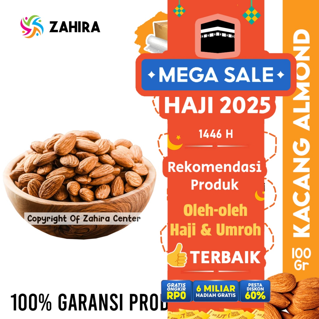 

Kacang ALMOND Kupas Matang Panggang Roasted 100gr Tanpa Kulit Camilan Diet, Sehat, Gurih dan Renyah