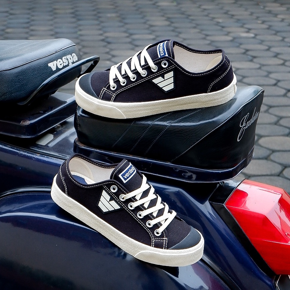 Ventela Victory Low Black Natural Premium High Quality Sepatu Sneakers Ventela New Logo