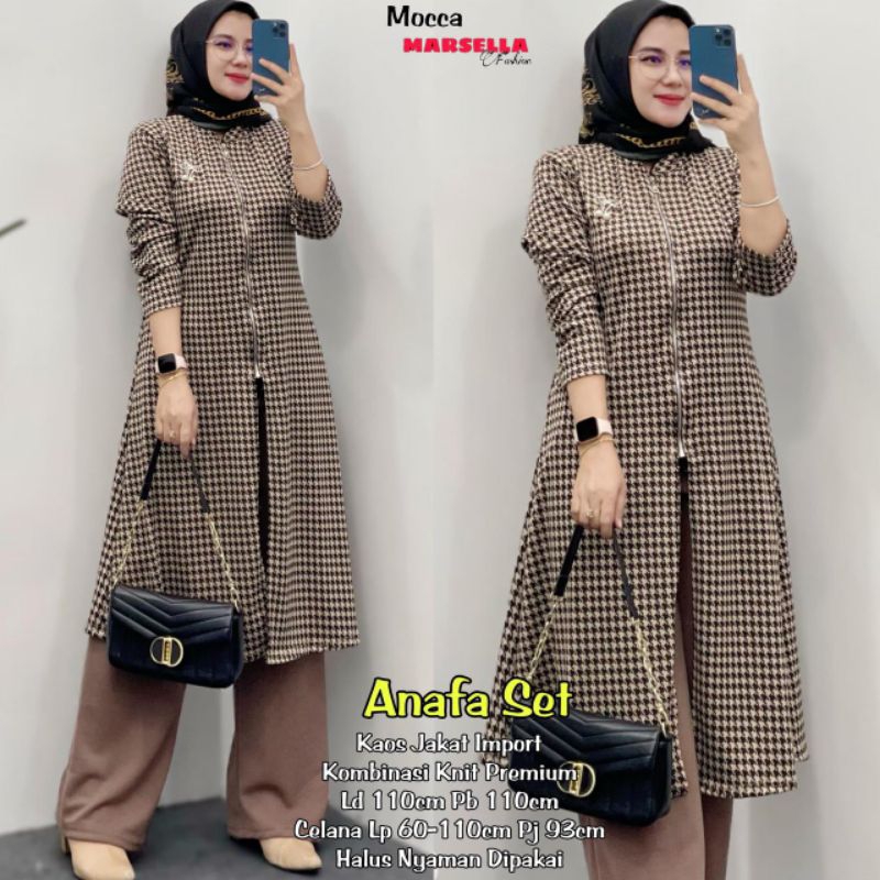 ANAFA SET BY MARSELLA/SET CELANA KNIT TUNIK MODEL KEKINIAM