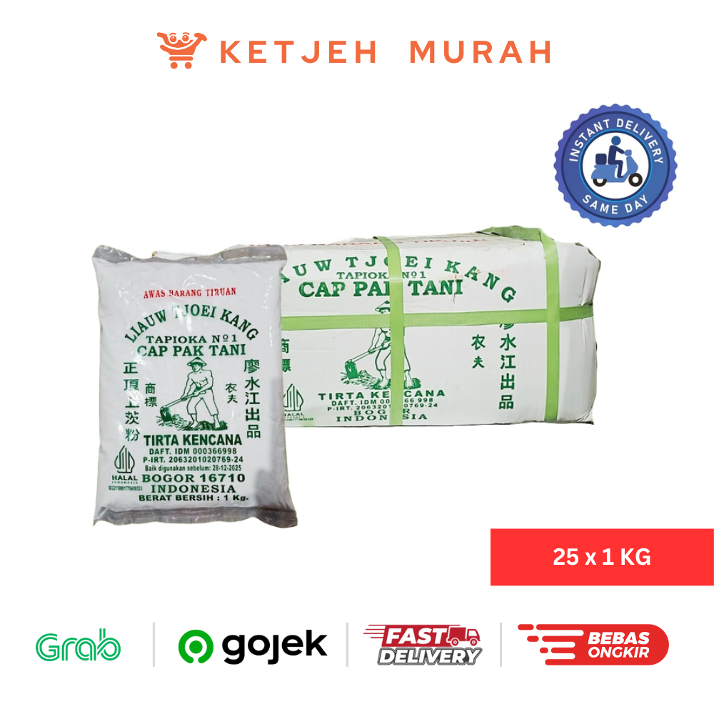 

Tepung Tapioka Sagu Tani Cap Liauw Tjoei Kang Tirta Kencana ASLI 1 Dus isi 25 x 1 KG [Khusus Pengiriman Instant]
