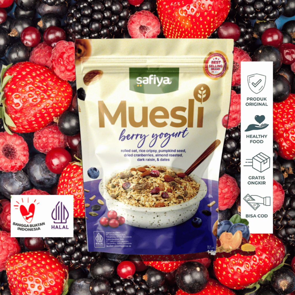

Muesli Berry Yogurt Safiya 1 Kg & 500 gram - Sereal Oatmeal With Almond - Sereal Diet
