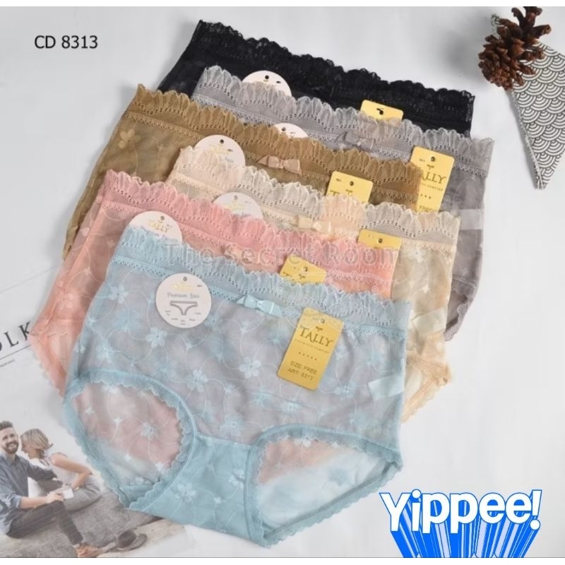 TERACOTTA19 - Celana dalam wanita gadis remaja TALLY 8313 PREMIUM LACE Free size Fit to L