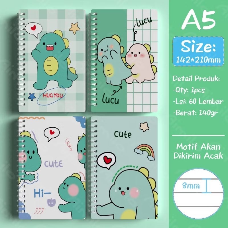 

Notebook mini A5 karakter lucu Buku Diary Aesthetic Buku Notes kecil 60 lembar