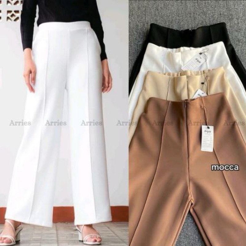 ARRIES Kulot Scuba Premium Celana Kulot Formal Wanita Resleting Depan Kekinian