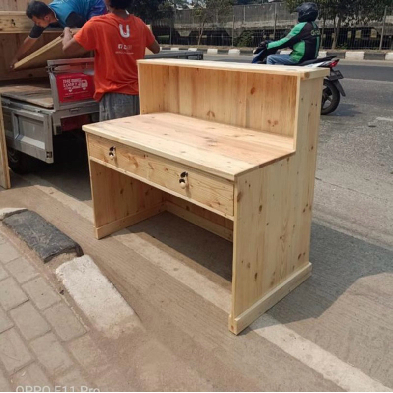 Meja kasir minimalis / Meja kasir kayu jati belanda / Meja kasir murah / Meja kasir simple