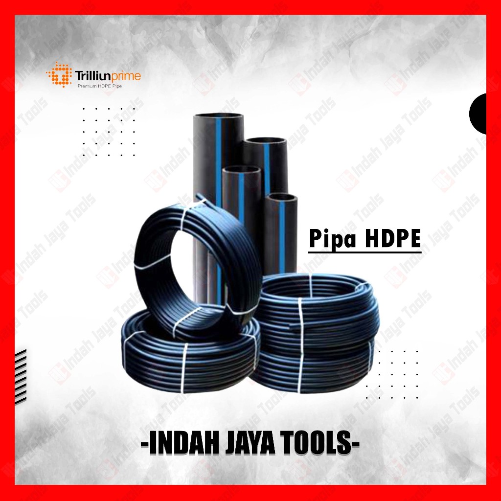 TRILLIUN Pipa HDPE PN10 1/2 3/4 1 1-1/4 1-1/2 2 Inch Per Meter - Selang PE Hitam PDAM Plastik Pipe P