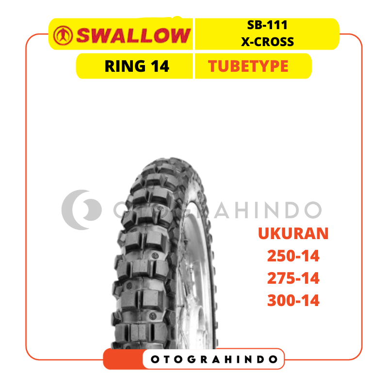 BAN LUAR MOTOR TRAIL SWALLOW SB-111 X-CROSS RING 14 UKURAN 250 275 300 TUBETYPE BAN MOTOR TRAIL