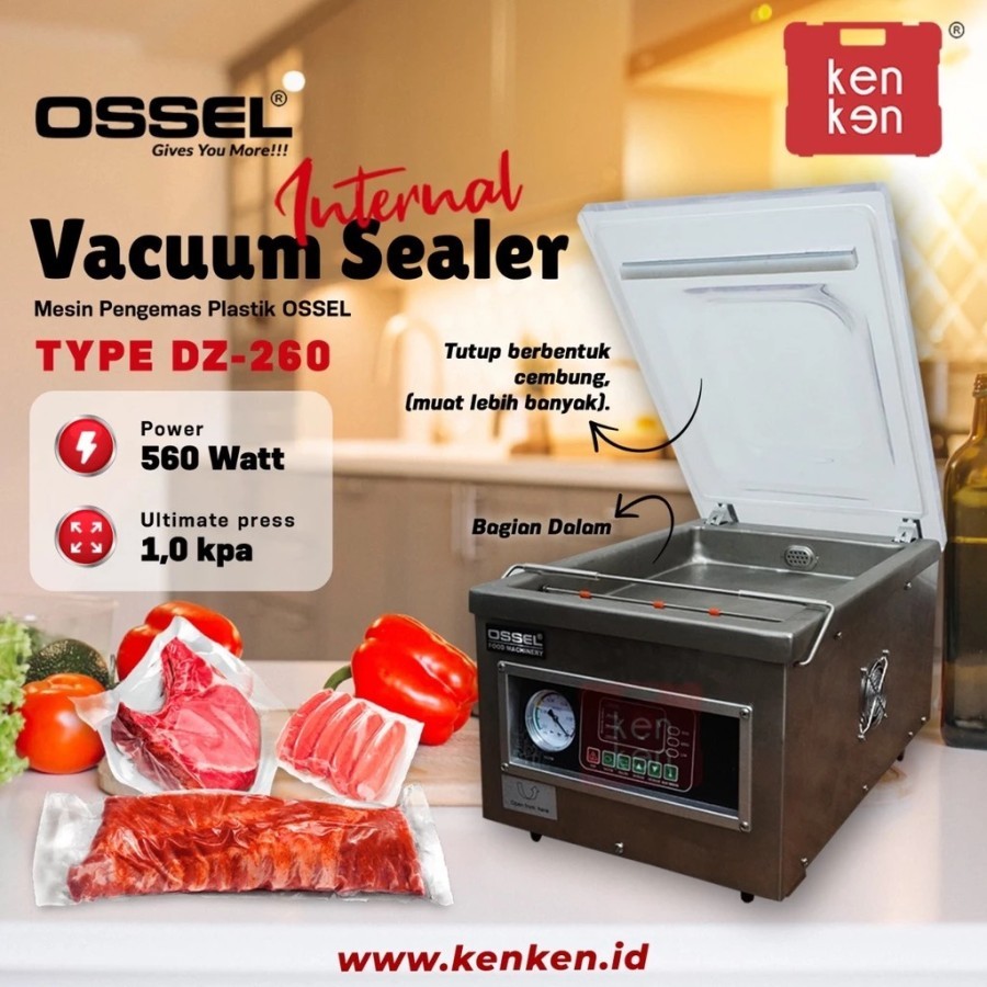 OSSEL Vacuum Sealer DZ260 Ossel Vakum Makanan Vacuum Packing Internal Vacuum Sealer OSSEL