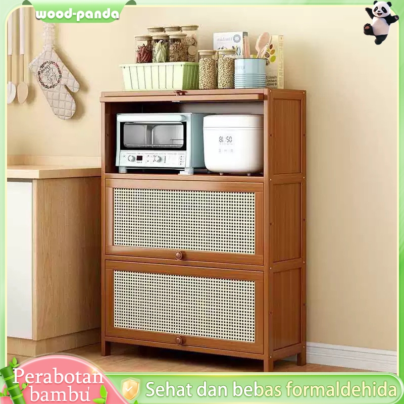 Anti Rayap Rak Dapur Rak Peralatan Dapur Serbaguna Lemari Dapur Lemari Kayu Rotan Rak Oven Microwave