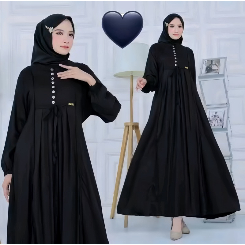 FREE GIFT‼️ BISA COD//GAMIS/ DRESS KURNIA KATUN TWILL KHUSUS HITAM