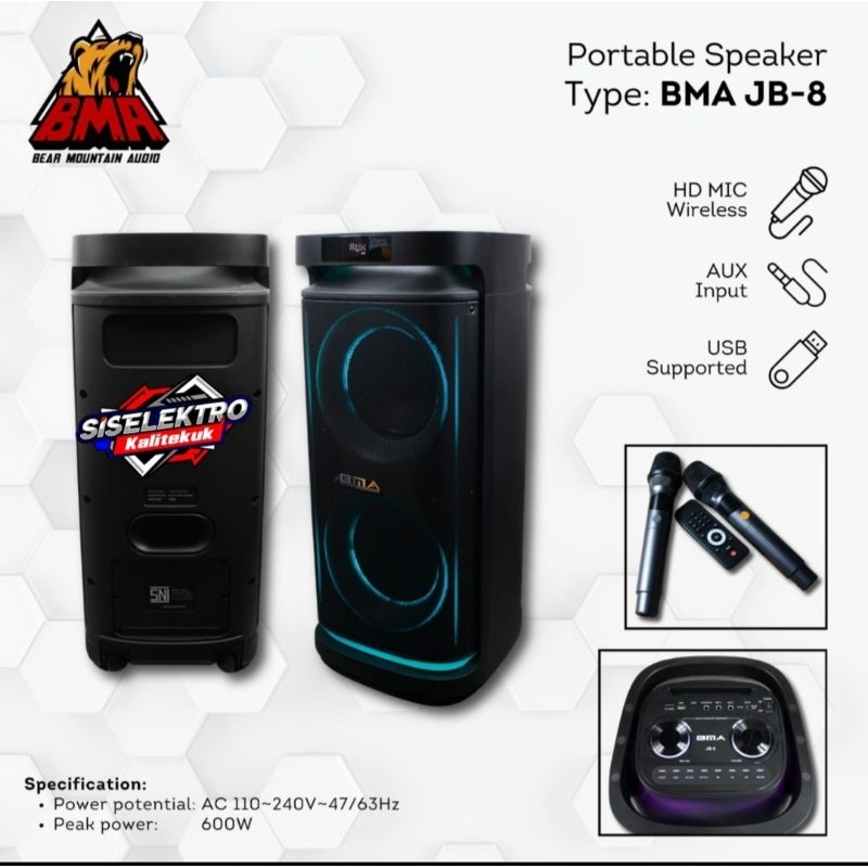 speaker portable BMA JB8 BMA 8 inch JB-8 portable speaker