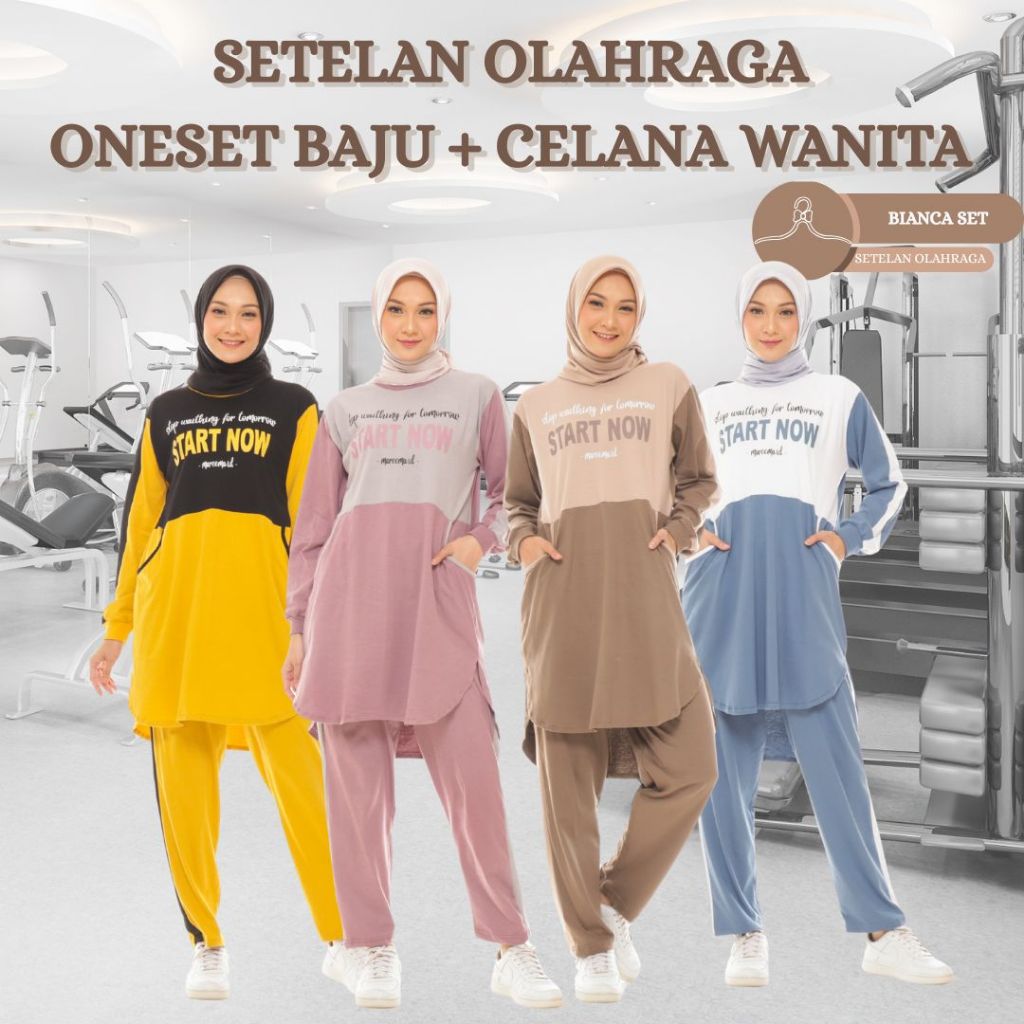 Setelan Baju Olahraga Wanita Muslimah One Set Sporty Jogging Bianca-Set