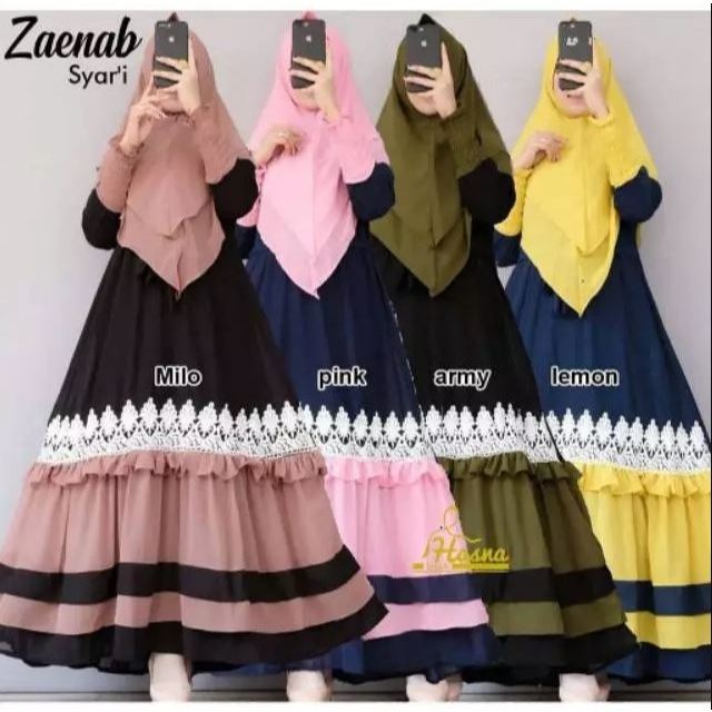 gamis renda Zaenab/gamis cewek renda/dress lebaran