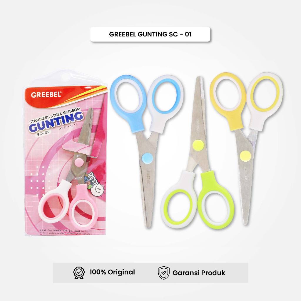 

Gunting Mini Lucu / Gunting GREEBEL SC01 / Gunting Kertas Anti Karat / Gunting Sekolah Warna Pastel
