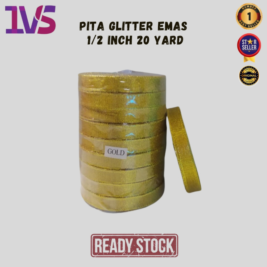 

Pita Glitter Emas 1/2 Inch 20 Yard Premium Product (Per 1 Rol)