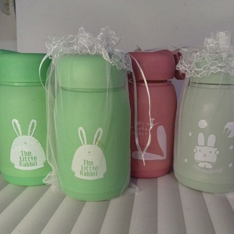 TUMBLER BOTOL MINUM KACA RABBIT / BOTOL TINY /BOTOL MINUM ANAK KARAKTER KELINCI KEMAS TILE SOUVENIR