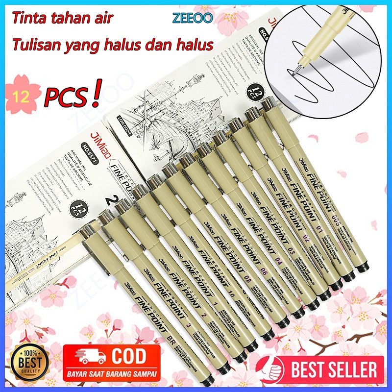 

Promosi Terbatas !!! 12pcs Micron Drawing pen set Waterproof Drawing Pen Micron Set (drawing pen)