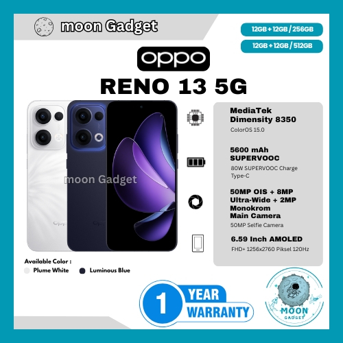 HP OPPO RENO 13 5G 12/512GB & RENO 13 5G 12/256GB (GARANSI RESMI OPPO)