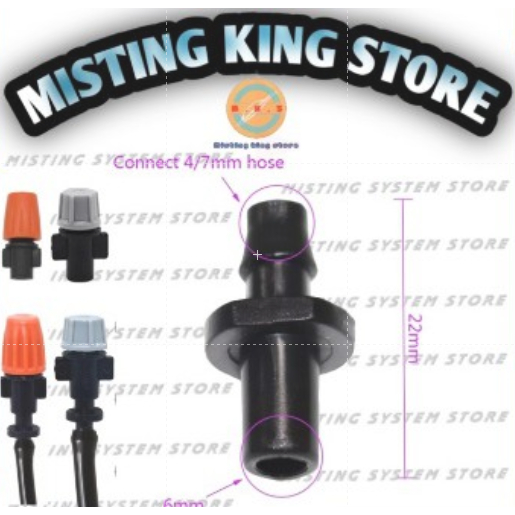 NEPEL NOZZLE SPRAYER 6 MM MIST NOZZLE MISTING KE SELANG PE 4 X 7 MM ATAU KE SELANG PU 4 X 6 MM