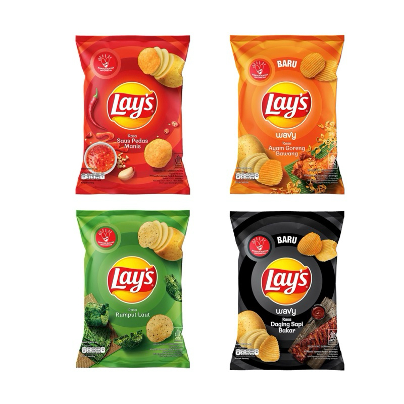 

Lay's Keripik Kentang Rasa Rumput Laut / Daging Sapi Bakar / Ayam Goreng Bawang / Saus Pedas Manis 64gr