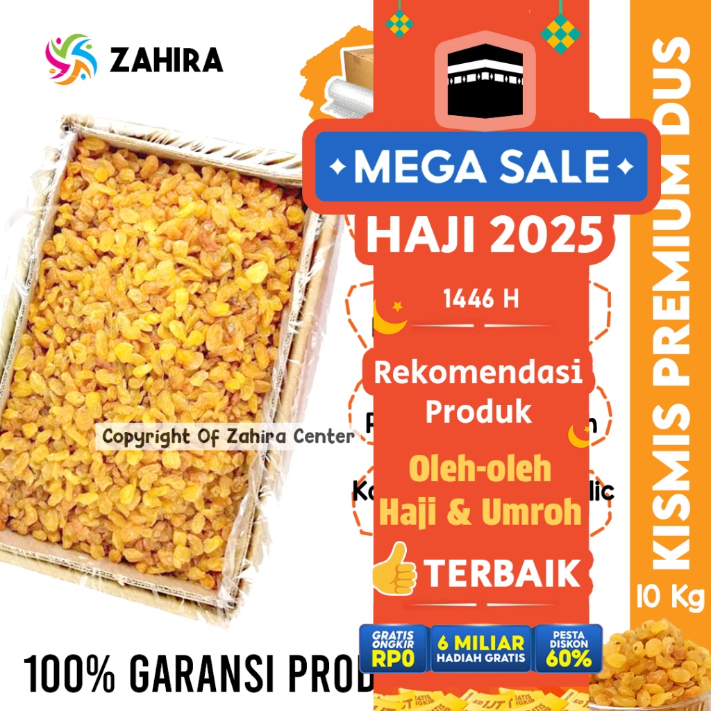 

KISMIS PREMIUM DUS 10kg Natual Arab Kualitas Terbaik Rasa Asam Manis Fresh Terbaik Muesli Granola