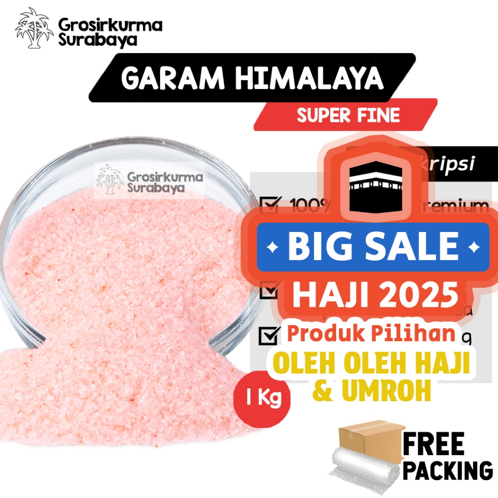 

GARAM HIMALAYA PREMIUM 1KG Organic Lebih Kaya Nutrisi Pink Rock Himalayan Salt Natural Rempah Alami