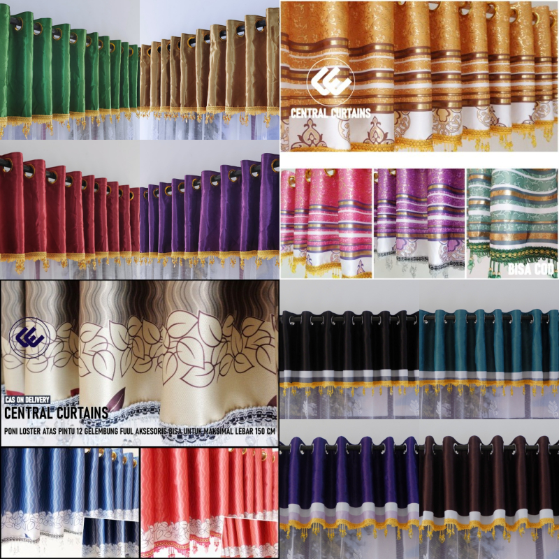 Gorden Poni Pintu Tengah Model Smokring Renda Minimalis Bahan Blackout Import Glossy