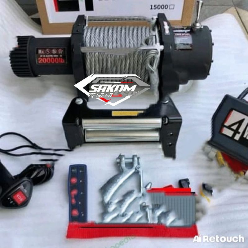4winch 20,000lbs setara 10ton sling baja winch tali derek mobil offroa