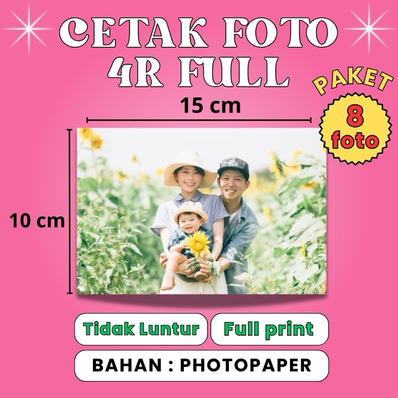[homy market] Cetak Foto 4R isi 8 foto | Full Print | Cetak Foto 4R | Paket Murah Cetak Foto 4R | Ce