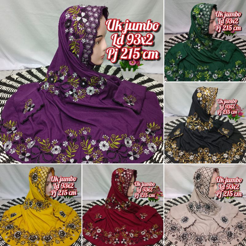 MUKENA TERUSAN JUMBO  MUKENA LAJURAN MUKENA WARNA HITAM MUKENA SANTRI MUKENA BORDIR KUDUS