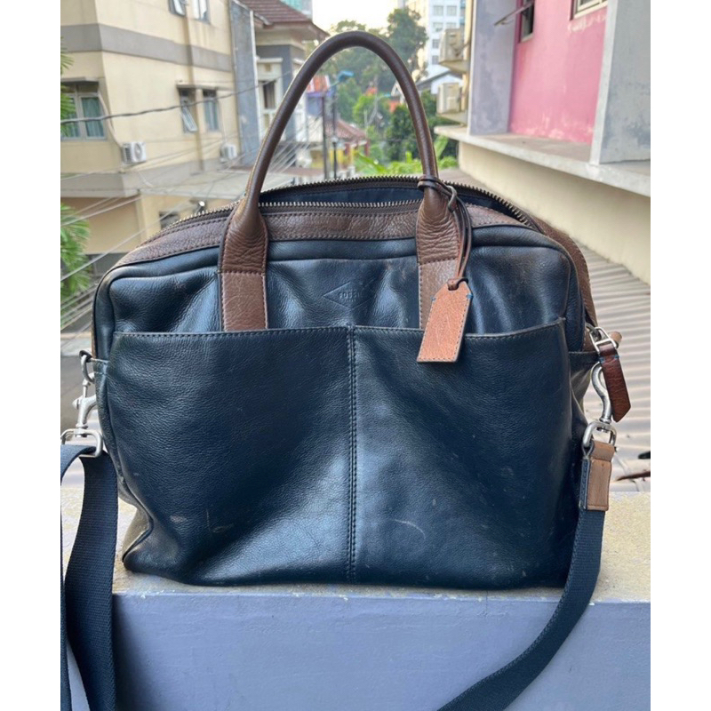 Foss1L messenger leather tas selempang pria kulit preloved