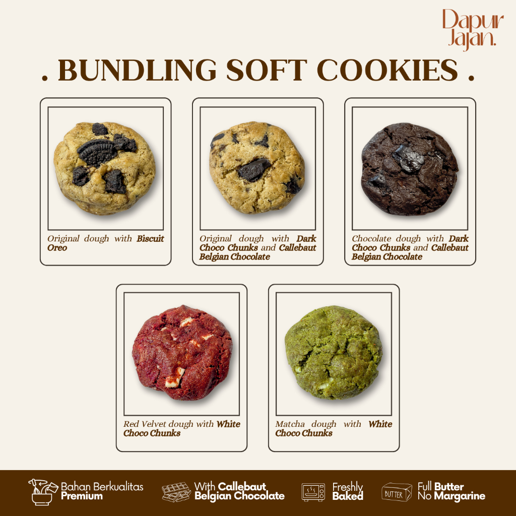 

jangan di co dulu (BUNDLING 2,3,4,5 PCS) Premium Soft Cookies by dapurrjajan | Cookie Dough