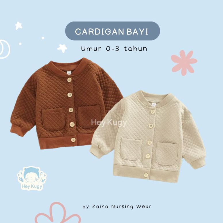 KODE W65A Jaket Bayi Perempuan  Cardigan Anak Cewek Korea  Coklat Putih
