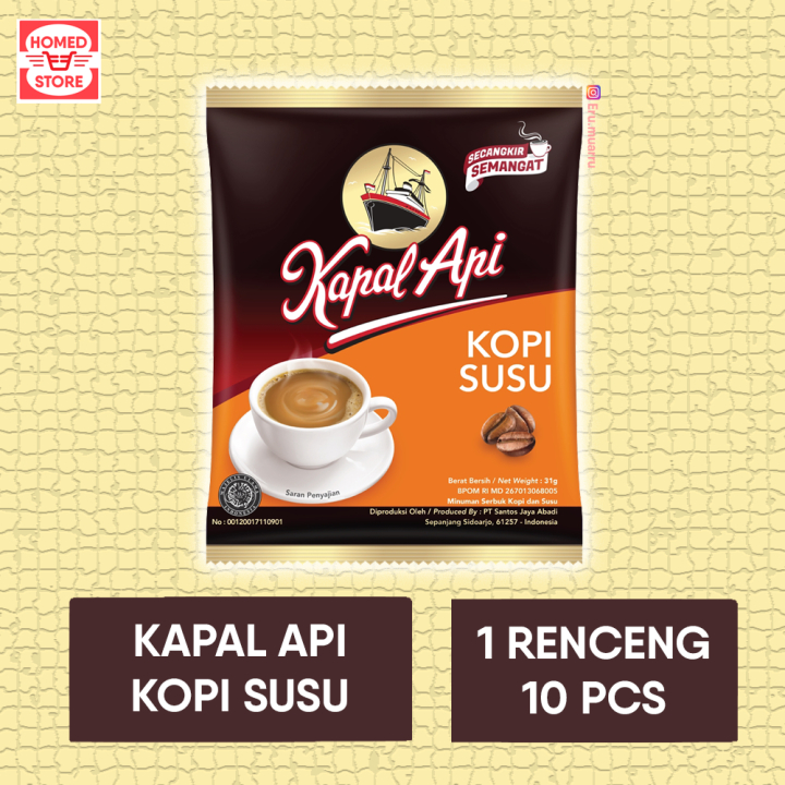 

Kapal Api Kopi Susu 1 Renteng - Perpaduan Kopi , Gula dan Susu - Isi 10 Sachet - Kopi Kekinian