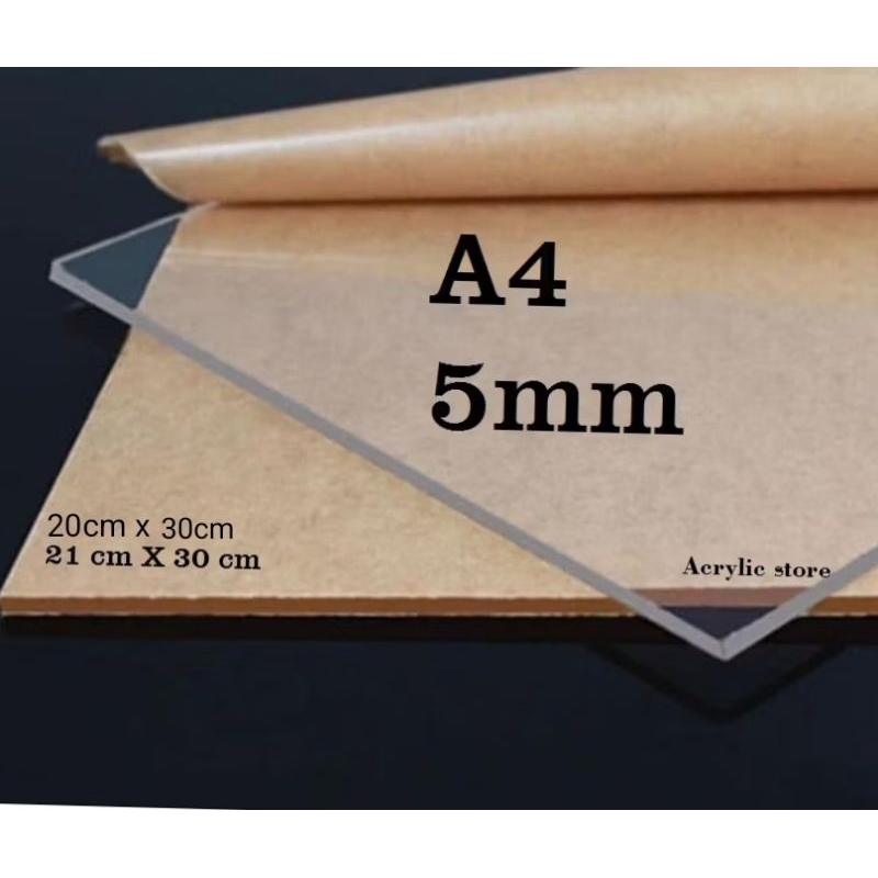 

Akrilik Lembaran 5mm Warna Bening Ukuran A4 20cm x 30cm / 21cm x 30cm