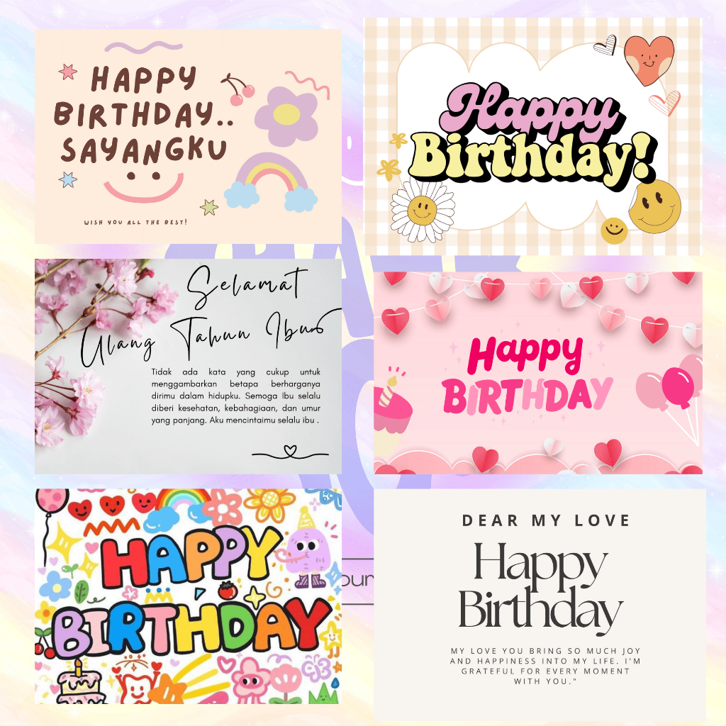 Kartu Ucapan Ulang Tahun 16 pcs ukuran 7x10 cm  Happy Birthday / Barakallah fii umrik
