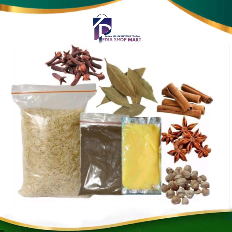 

Paket Hemat Beras Basmati 1kg + Bumbu Kebuli Komplit Rempah Campur dan Margarine Masakan Instant Timur Tengah Arabian Food