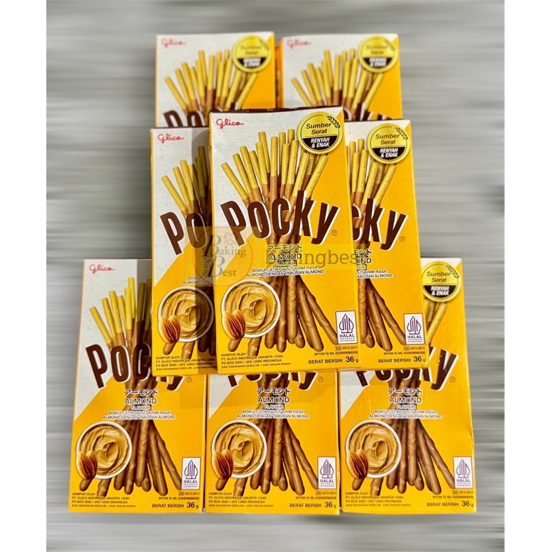 

POCKY SNACK 36 gr Halal BPOM RI . COD Glico Biskuit Stick Salut Almond Renyah & Enak