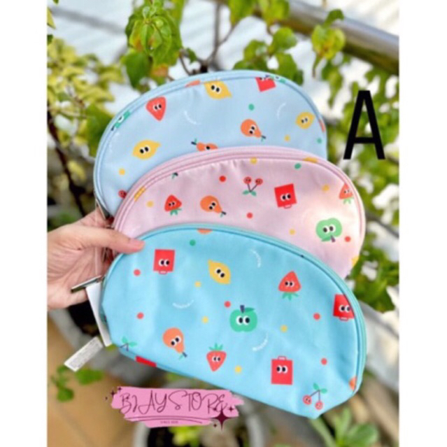 MINISO COSMETIC BAG SEMICIRCULAR/POUCH TEMPAT KOSMETIK MOTIF