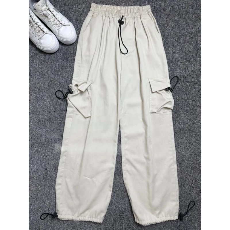 celana cargo serut wanita highwaist pants korean style jumbo kulot big size