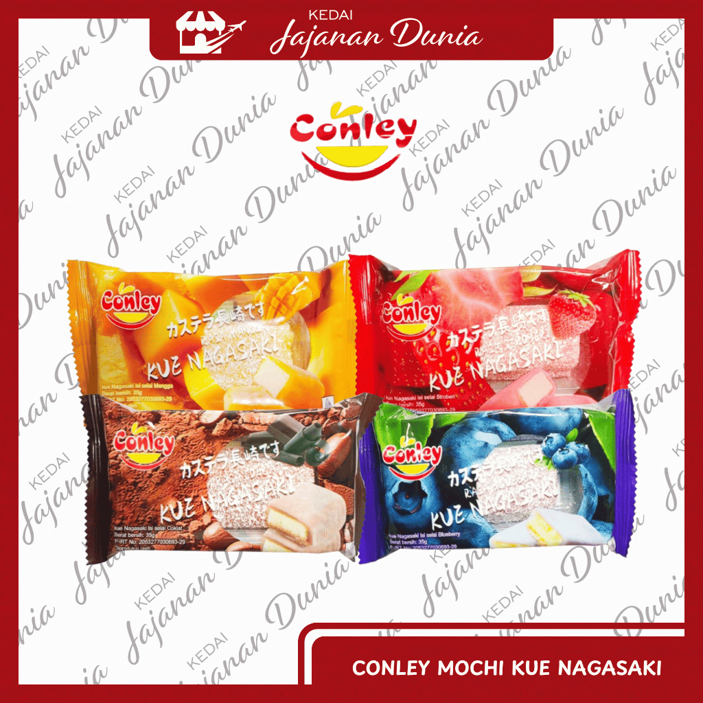 

Conley Mochi Kue Nagasaki 35gr Coklat Strawberry Mangga Blueberry | Mochi