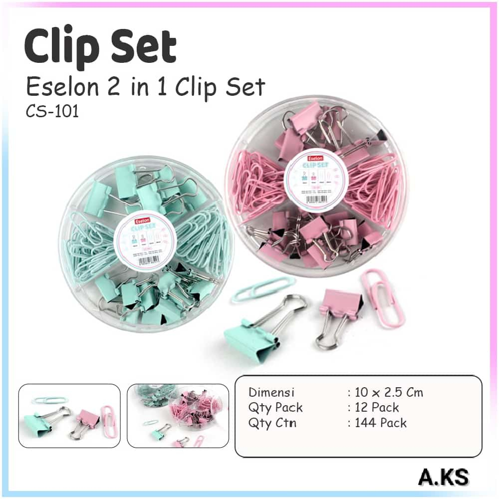 

Clip Eelon Set CS-101/ Clip Eselon Kemasan Mika Bulat 4 sekat
