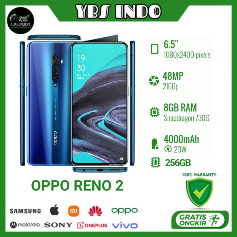 Oppo Reno 2 Ram 8/256Gb - Smartphone Bekas Bergaransi