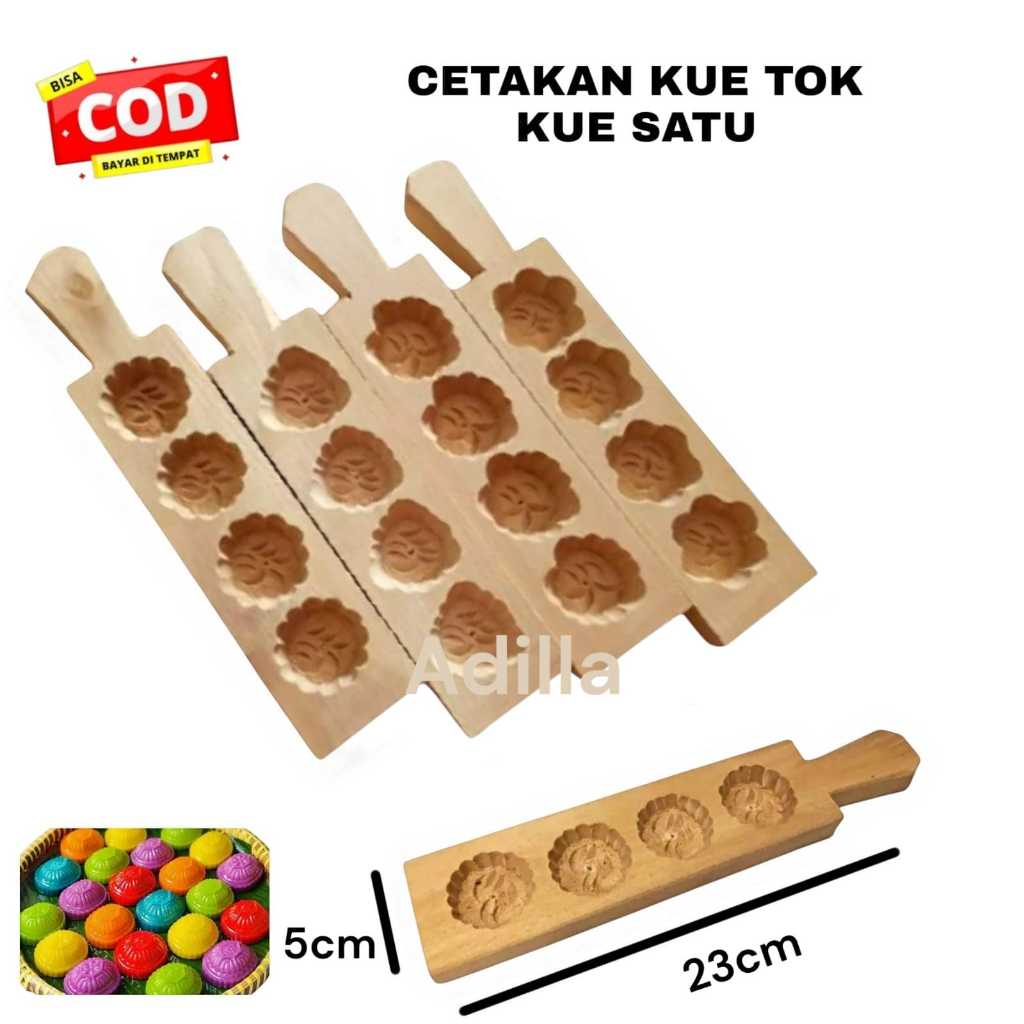 Cetakan kue satu / cetakan thok kayu lubang 4