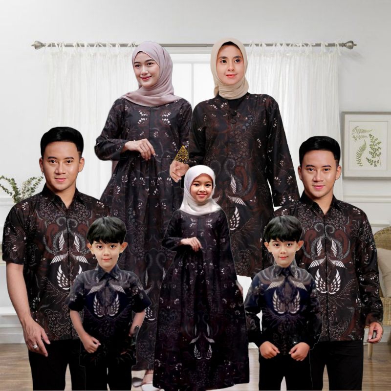 Gamis Batik Tunik Batik Couple Keluarga Ayah Ibu Anak | Seragam Batik Lebaran Modern | Baju Pasangan