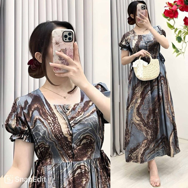 Daster Dress Cherry Wanita Kekinian Busui Kancing Depan Rayon Lembut / Home Dress Wanita Terbaru Baj