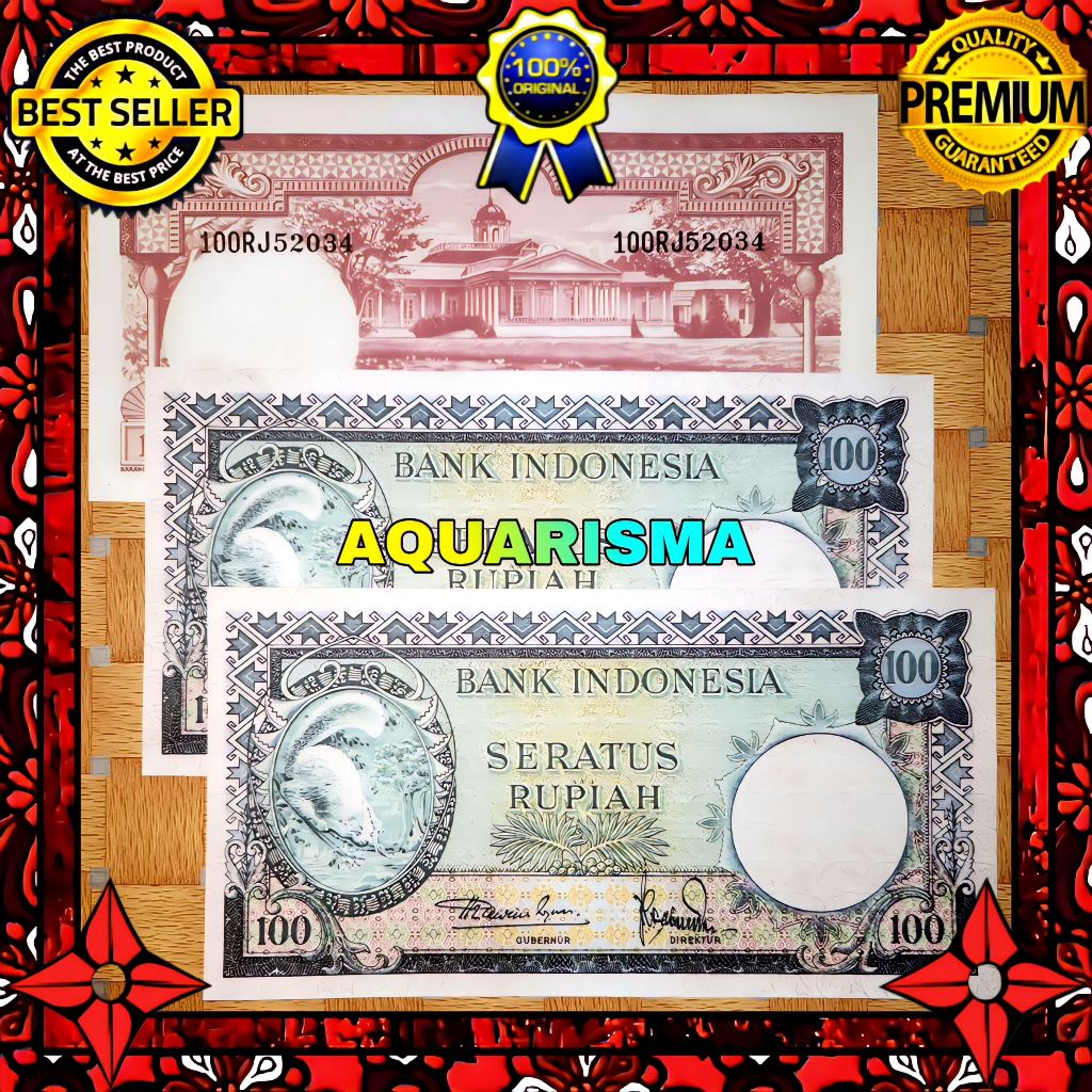 KOLEKSI NUMISMATIK - SOUVENIR REPRO UANG KUNO 100 RUPIAH INDONESIA TUPAI 1957