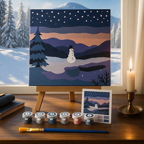 

KODE I94L SFO DIY Paint By Numbers Kit 1 Set Snowman M