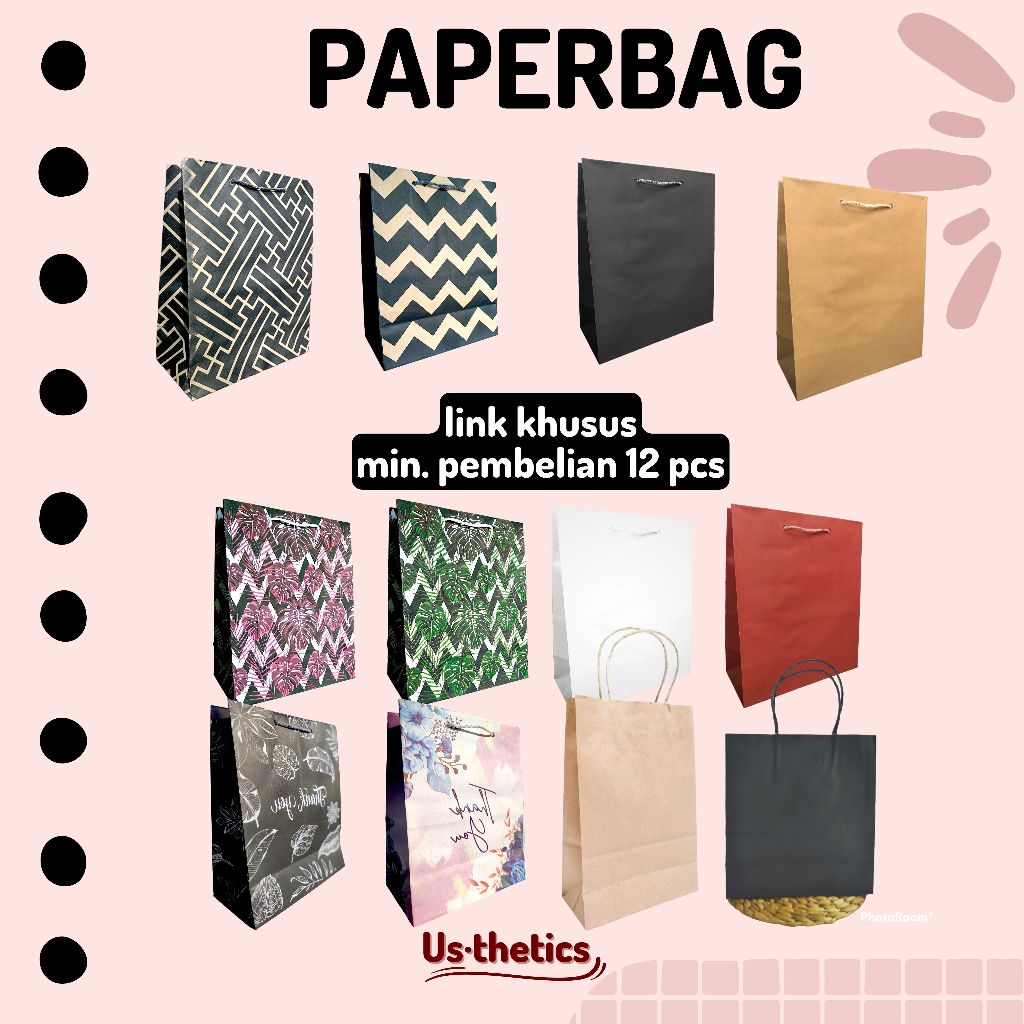 

Paperbag Goodie snack paper bag tas kantong kado kertas ulang tahun wisuda anak selamatan hajatan hari raya eid natal imlek polos motif grosir ekonomis murah semarang
